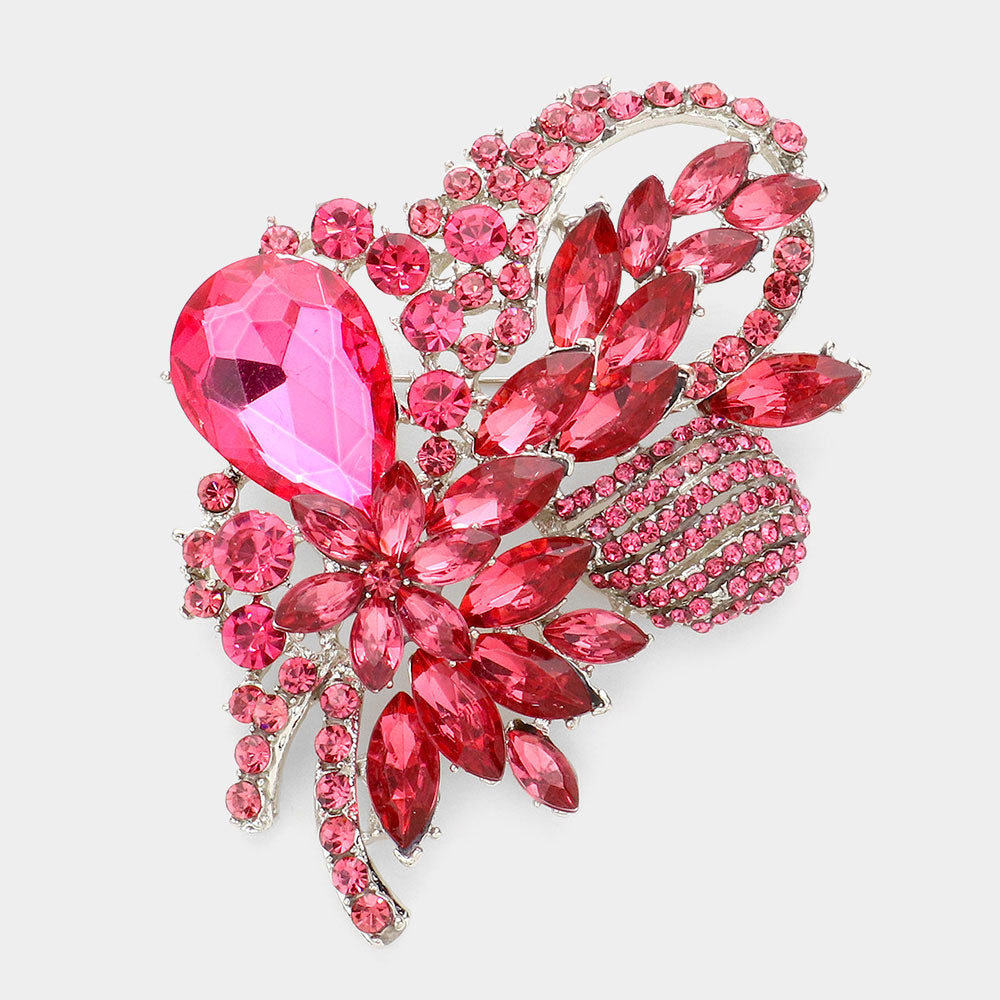 Glass Crystal Bouquet Brooch Pendant