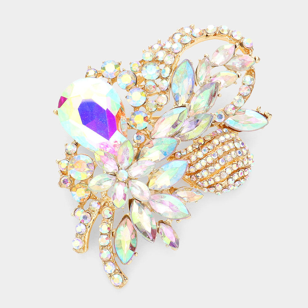 Glass Crystal Bouquet Brooch Pendant