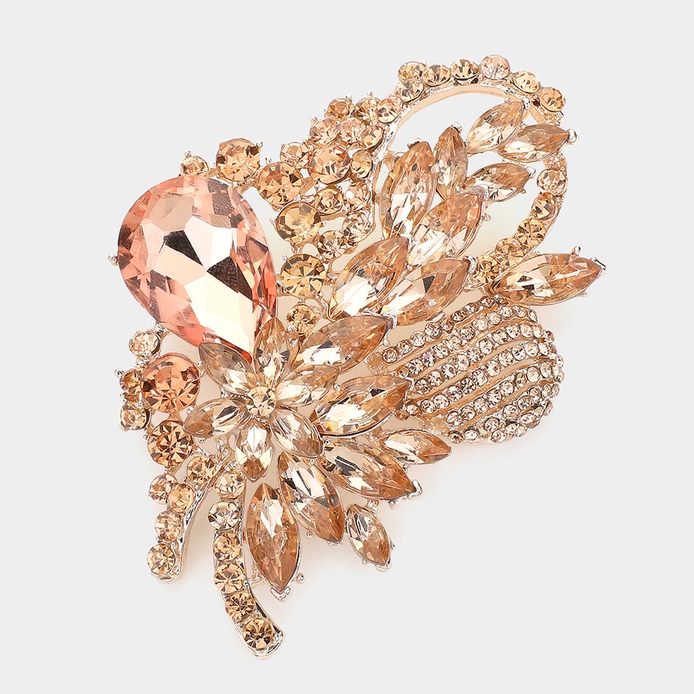 Glass Crystal Bouquet Brooch Pendant