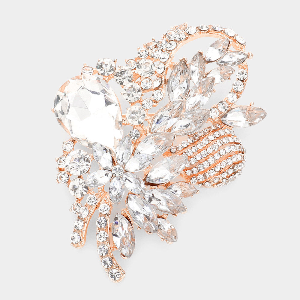 Glass Crystal Bouquet Brooch Pendant