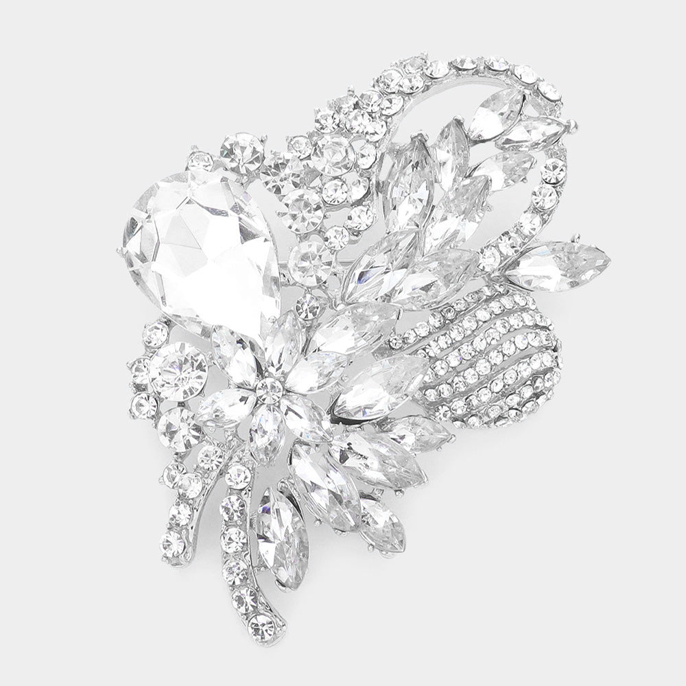 Glass Crystal Bouquet Brooch Pendant