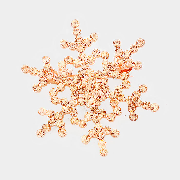 Rhinestone snowflake brooch