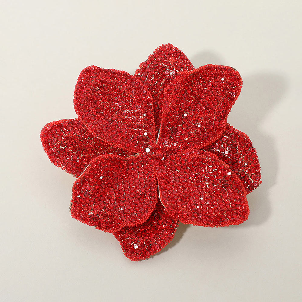 Stone Paved Flower Pin Brooch / Alligator Snap Hair Clip