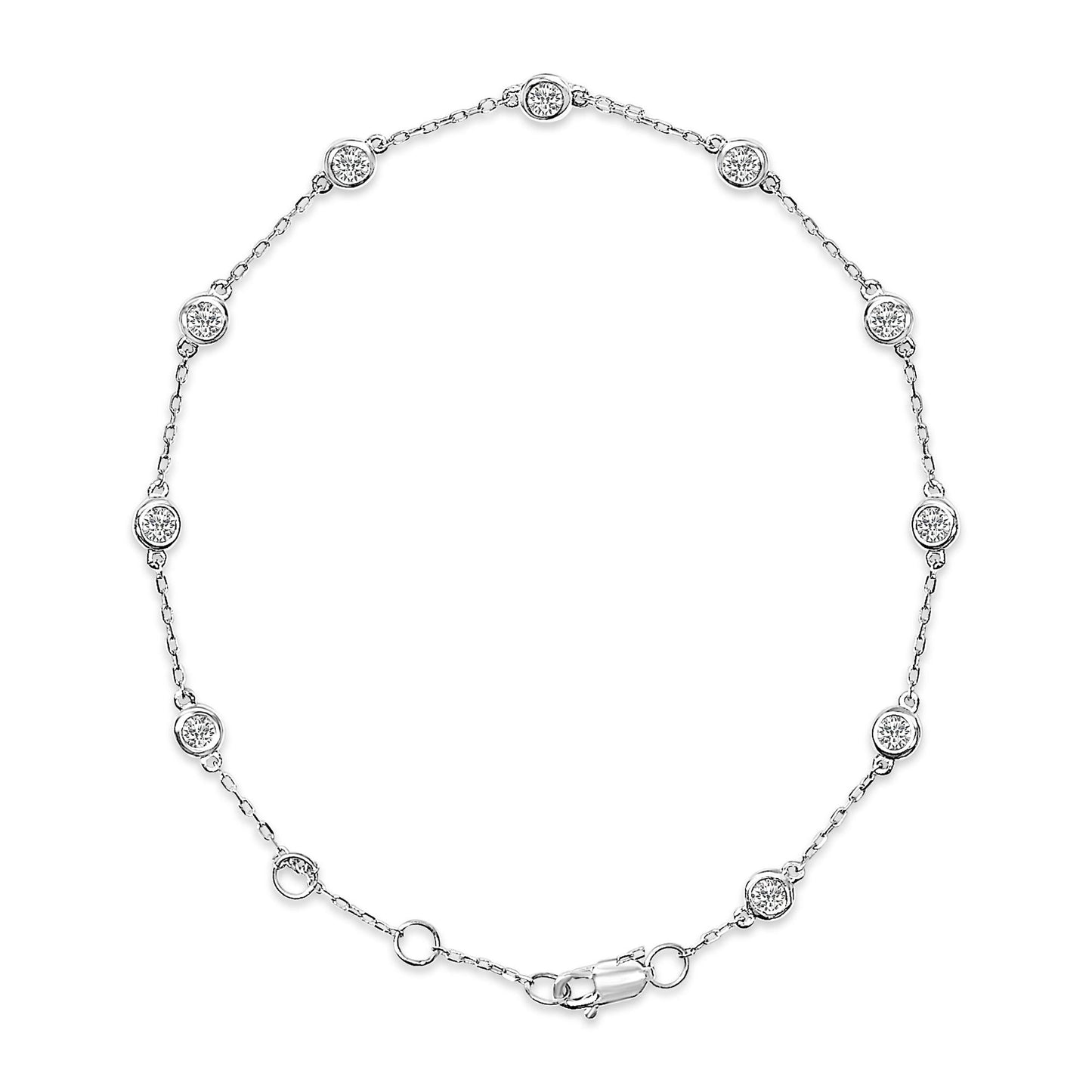 14K Gold 1/2 Cttw Bezel Set Lab Grown Diamond Station Bracelet-1