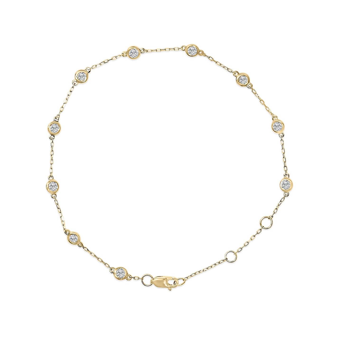 14K Gold 1/2 Cttw Bezel Set Lab Grown Diamond Station Bracelet-0