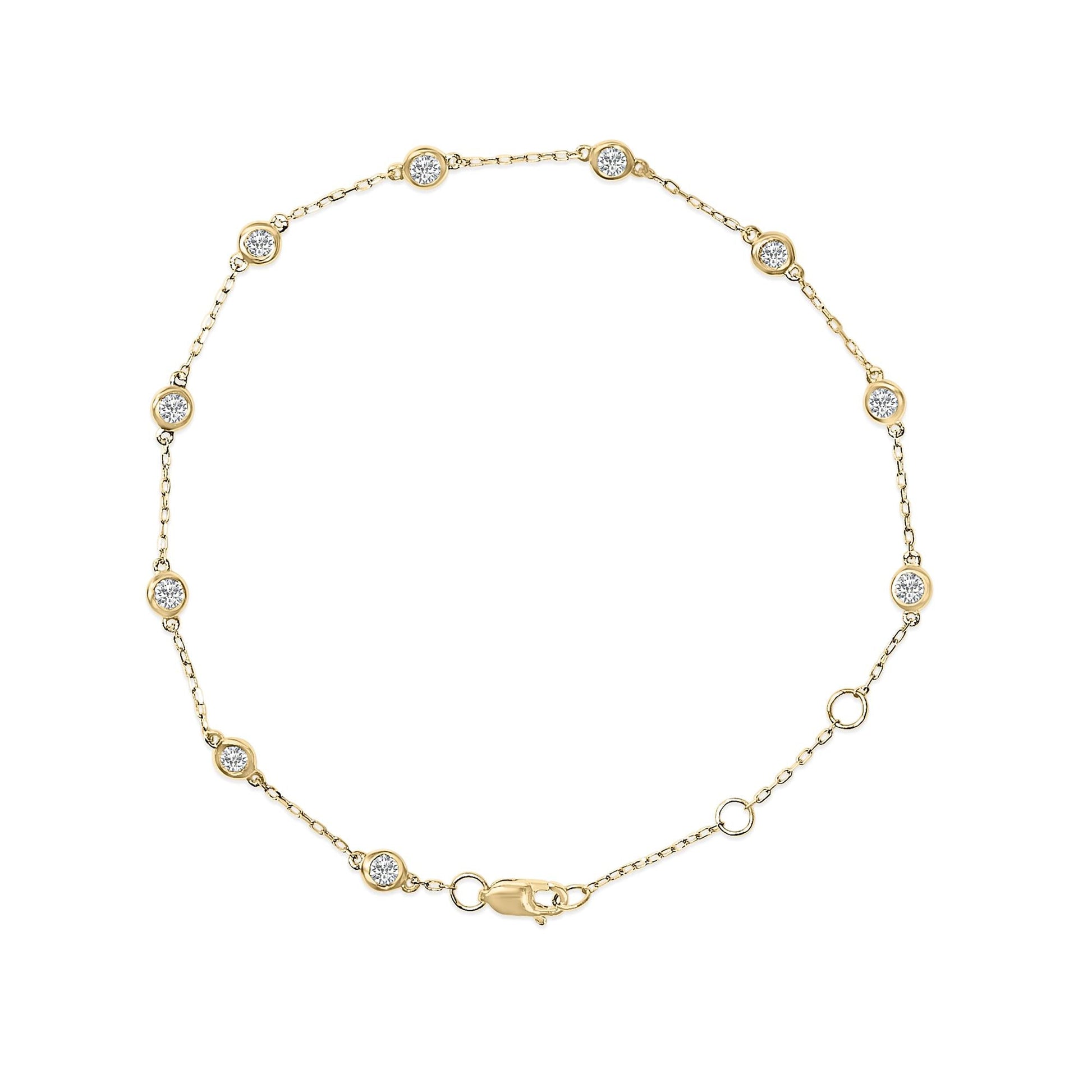 14K Gold 1/2 Cttw Bezel Set Lab Grown Diamond Station Bracelet-0