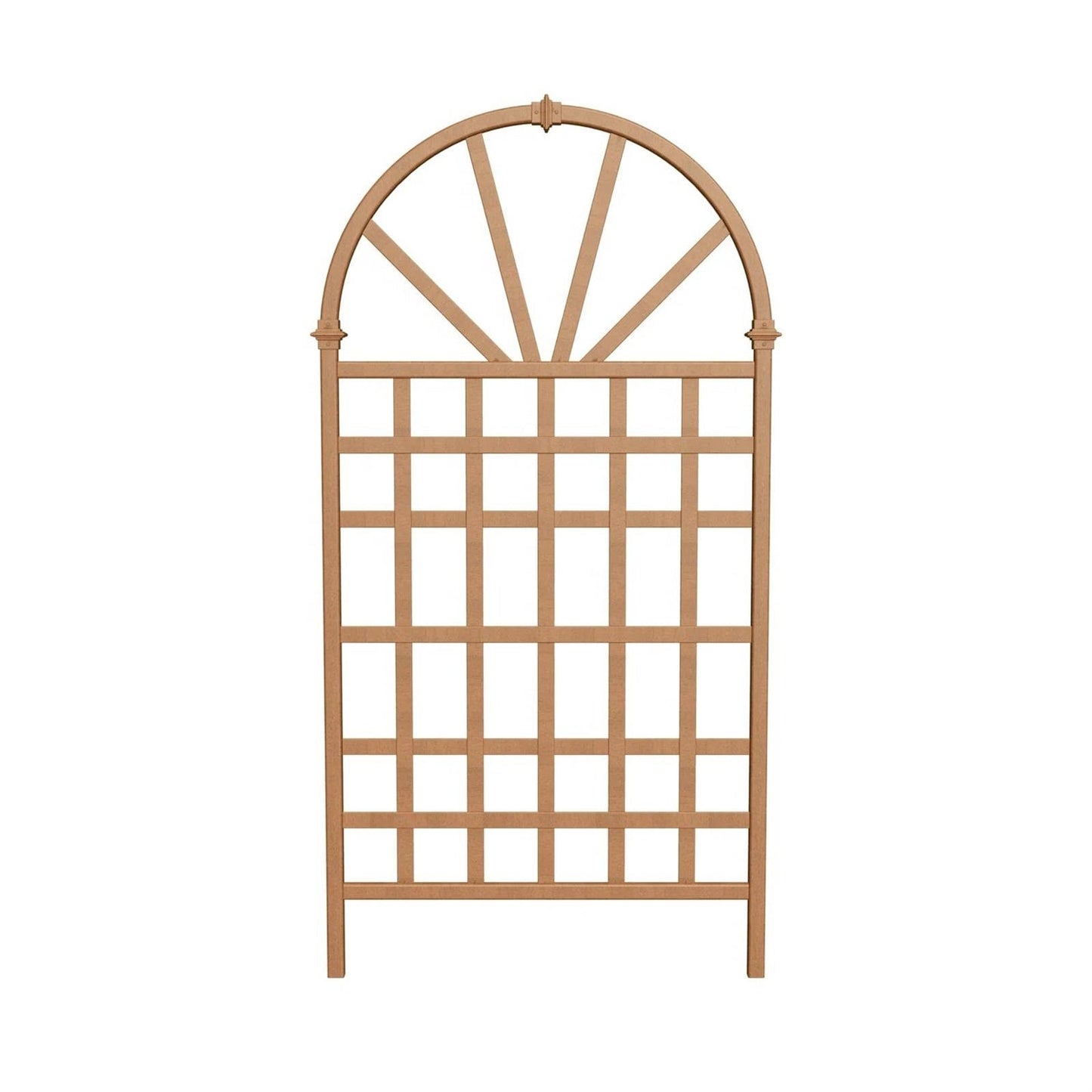 77-inch Outdoor Light Brown Vinyl Lattice Garden Trellis with Arched Top-3