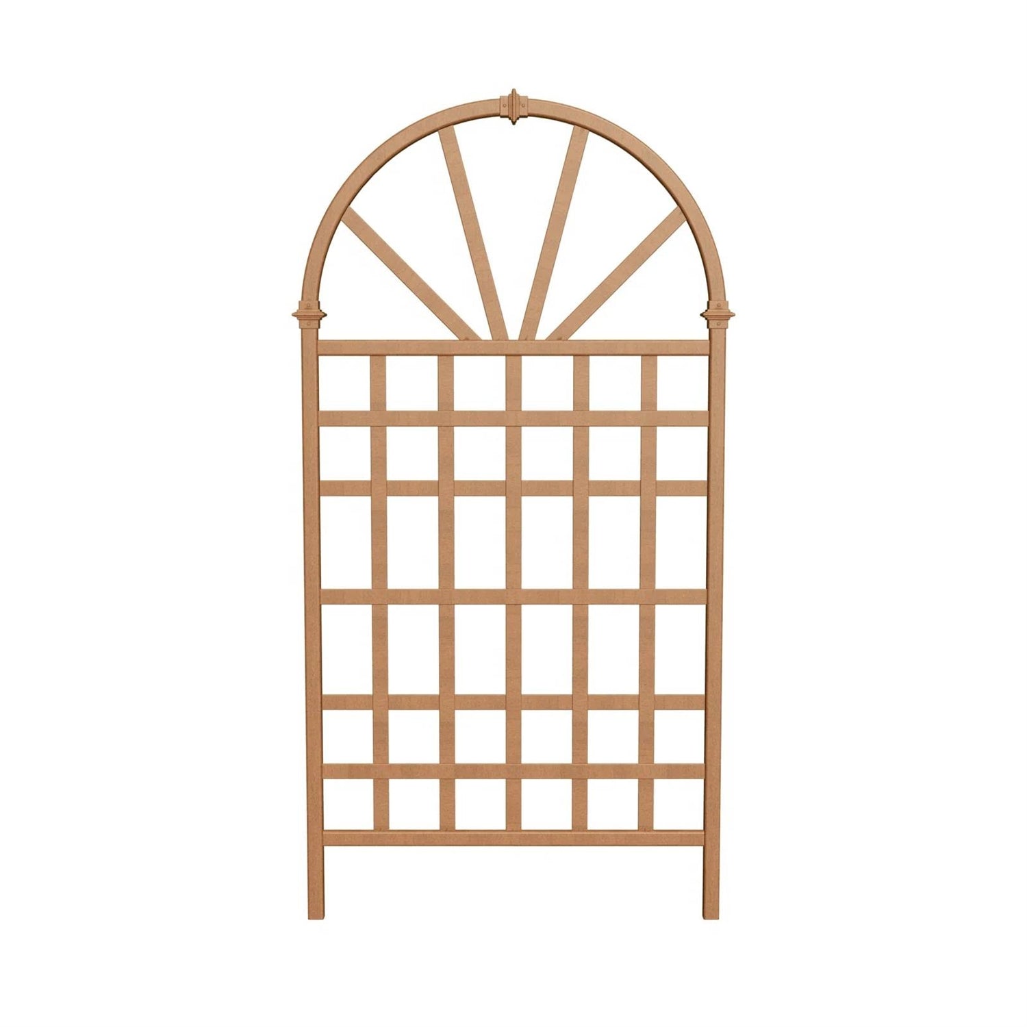 77-inch Outdoor Light Brown Vinyl Lattice Garden Trellis with Arched Top-3