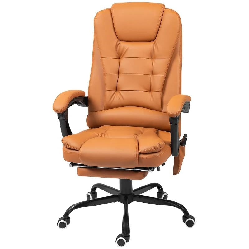 Brown 7 Mode Vibrating High Back Executive Massage Adjustable Office Chair-0