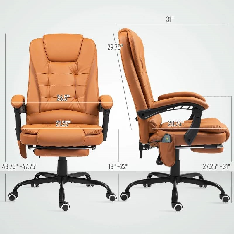 Brown 7 Mode Vibrating High Back Executive Massage Adjustable Office Chair-4