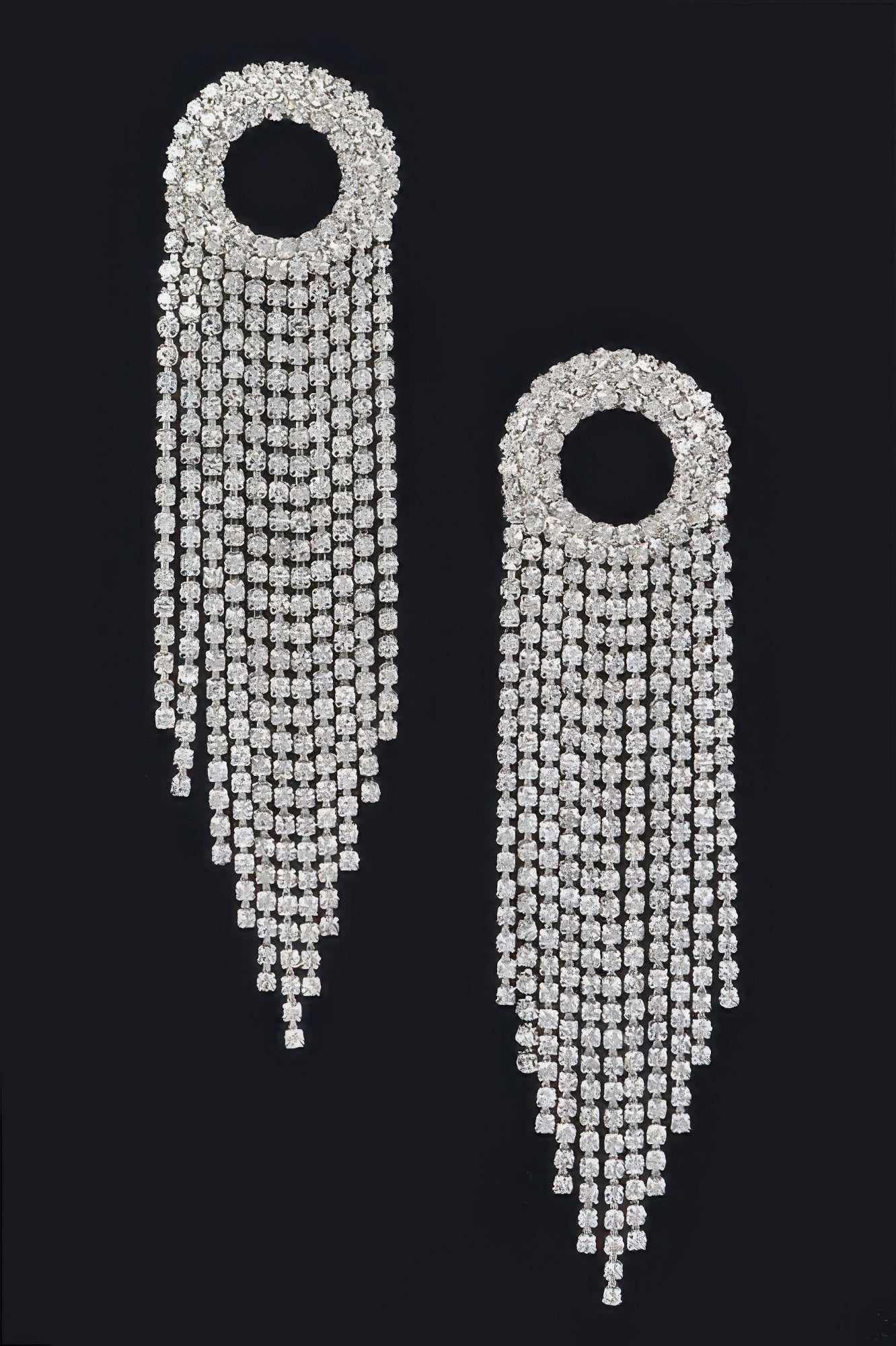 BROADWAY Rhinestone Fringe Drop Earrings: NYFW BYMANYC ® New York-2