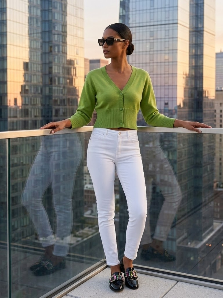 BRYANT Women's Green Knit Cardigan Prêt-à-Porter BYMANYC ® New York-2