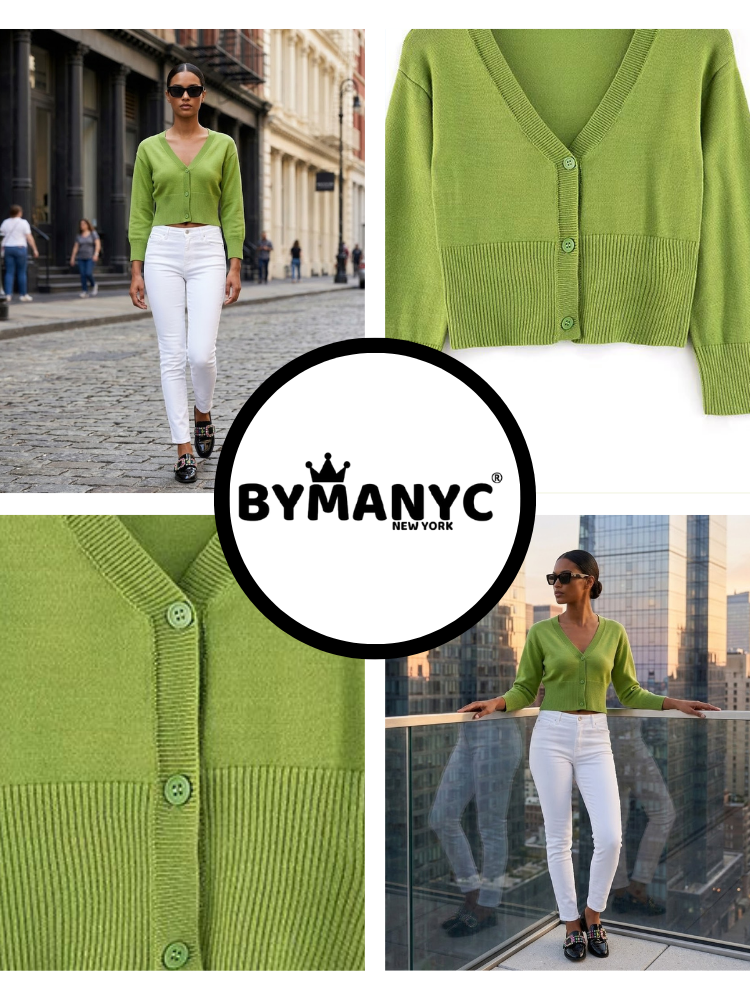 BRYANT Women's Green Knit Cardigan Prêt-à-Porter BYMANYC ® New York-1