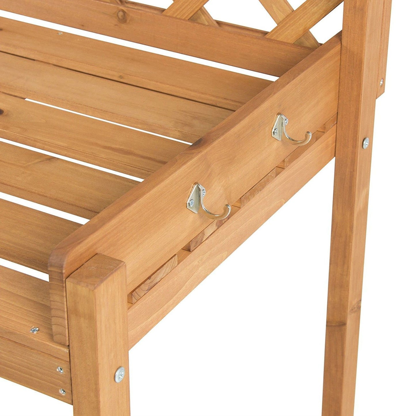 Solid Wood Garden Work Table Potting Bench in Natural Finish-2