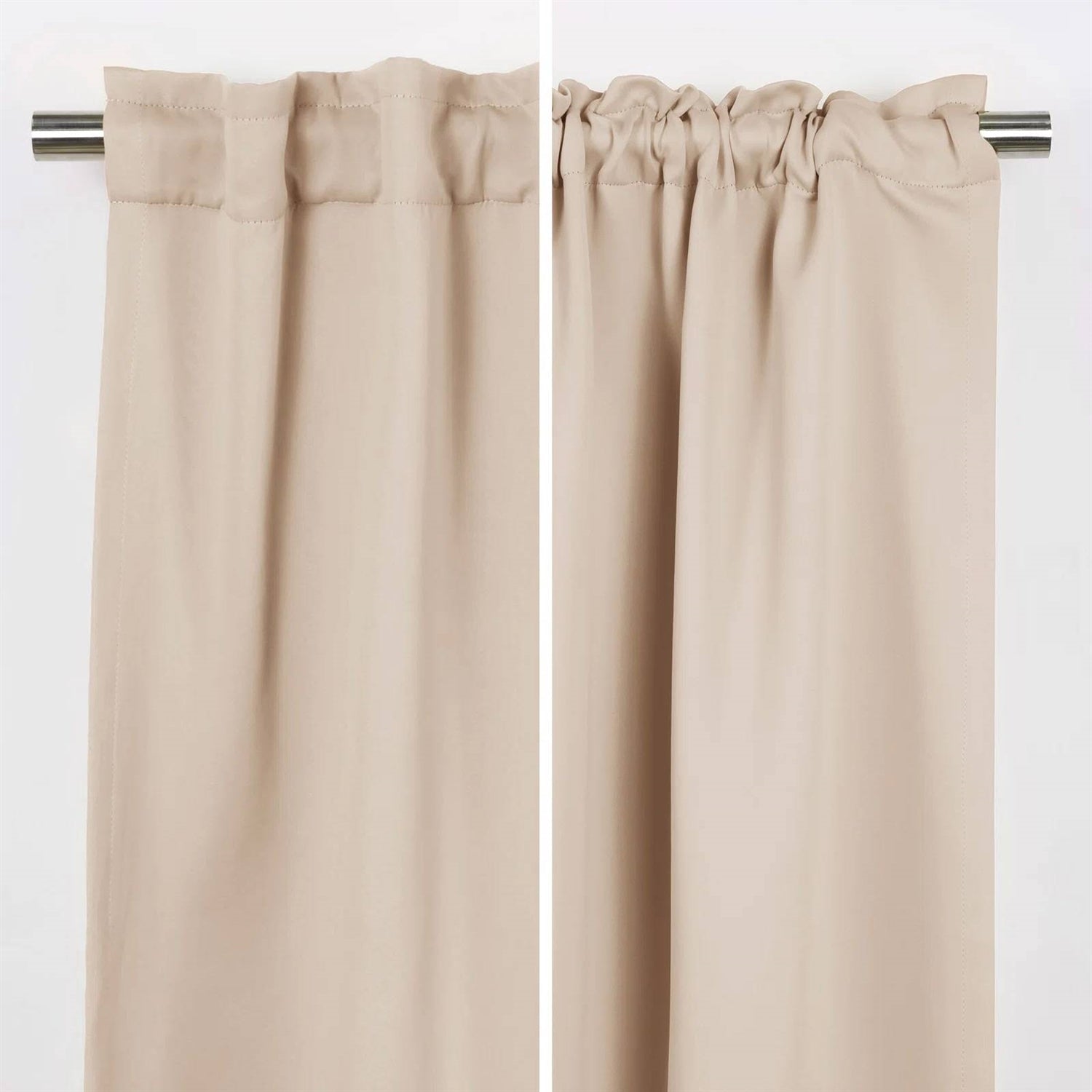52 x 96 inch Solid Beige Cream Thermal Blackout Curtain Panels - Set of 2-2