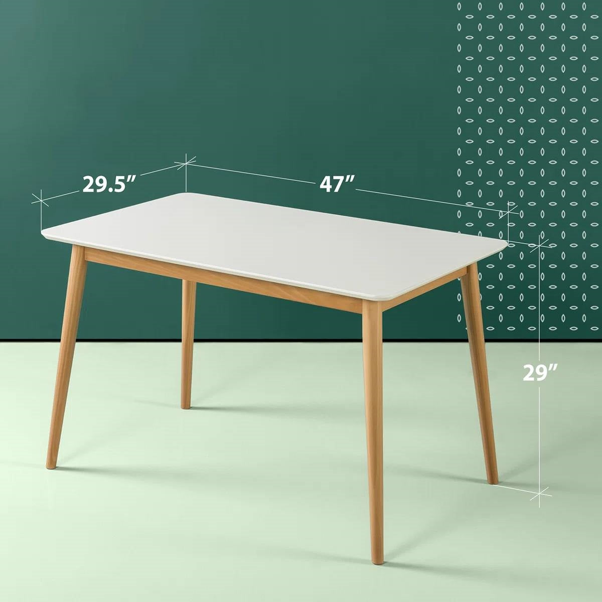 Modern 47 x 29 inch Mid-Century Dining Table in White and Natural Wood Finish-4