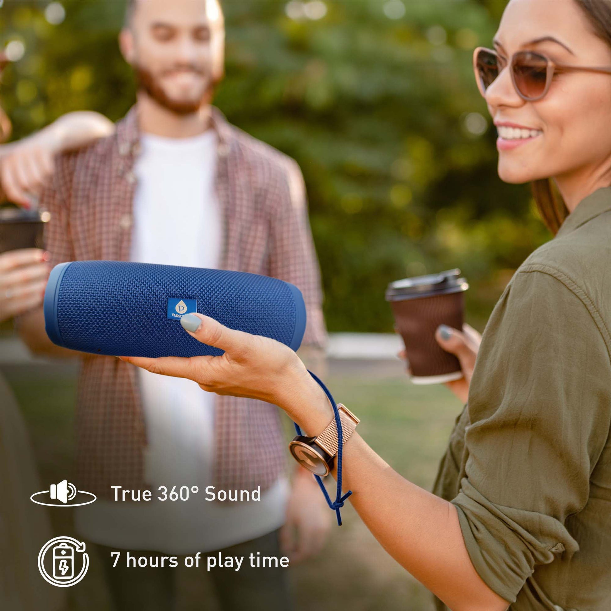 Pursonic Outdoor Essentials Bundle – 2-in-1 Bluetooth Water Bottle, Peak Wireless Speaker, and LED Portable Solarsync Power Bank-2