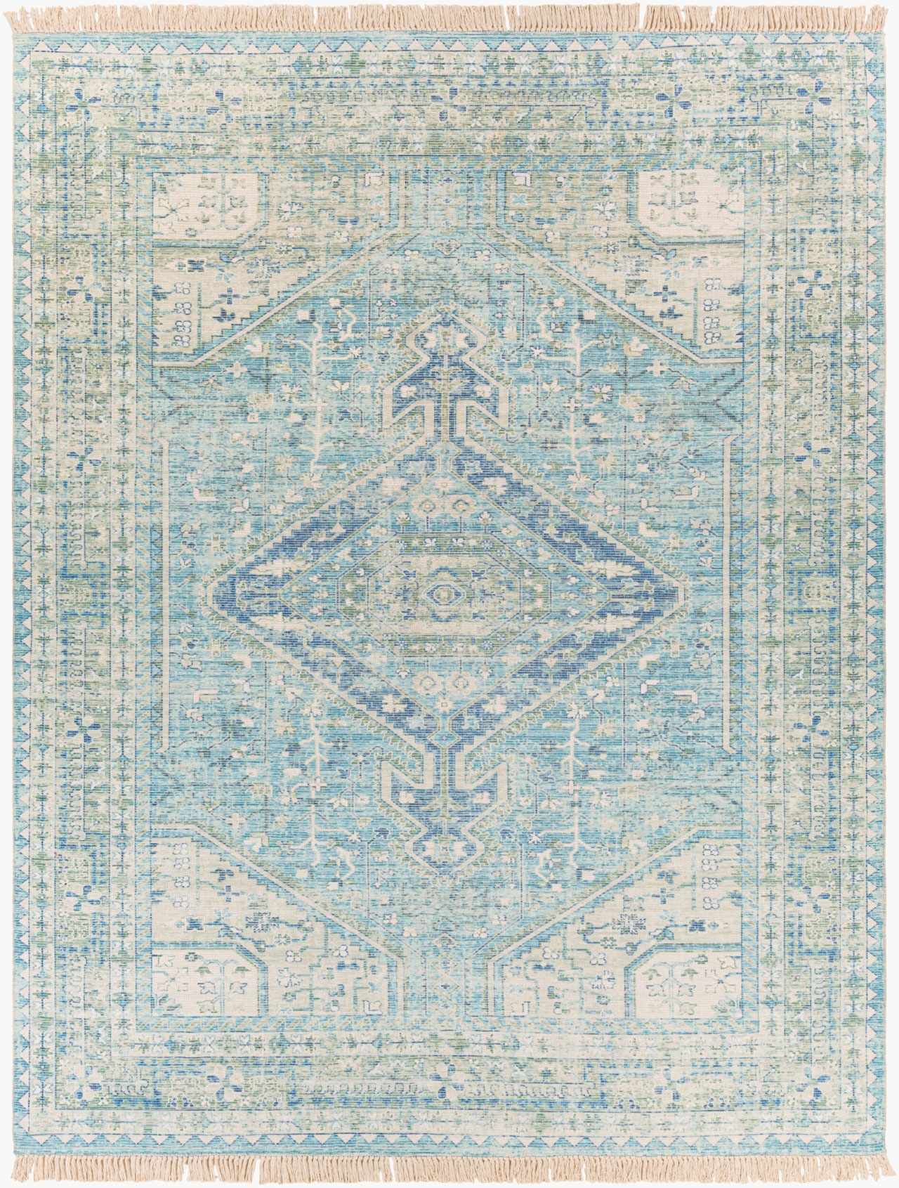 Byers Handmade Cotton-blend Aqua Rug-0