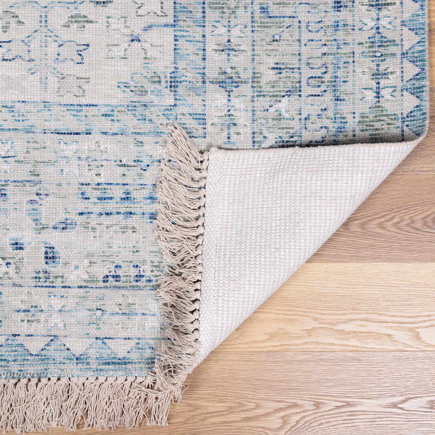 Byers Handmade Cotton-blend Aqua Rug-4