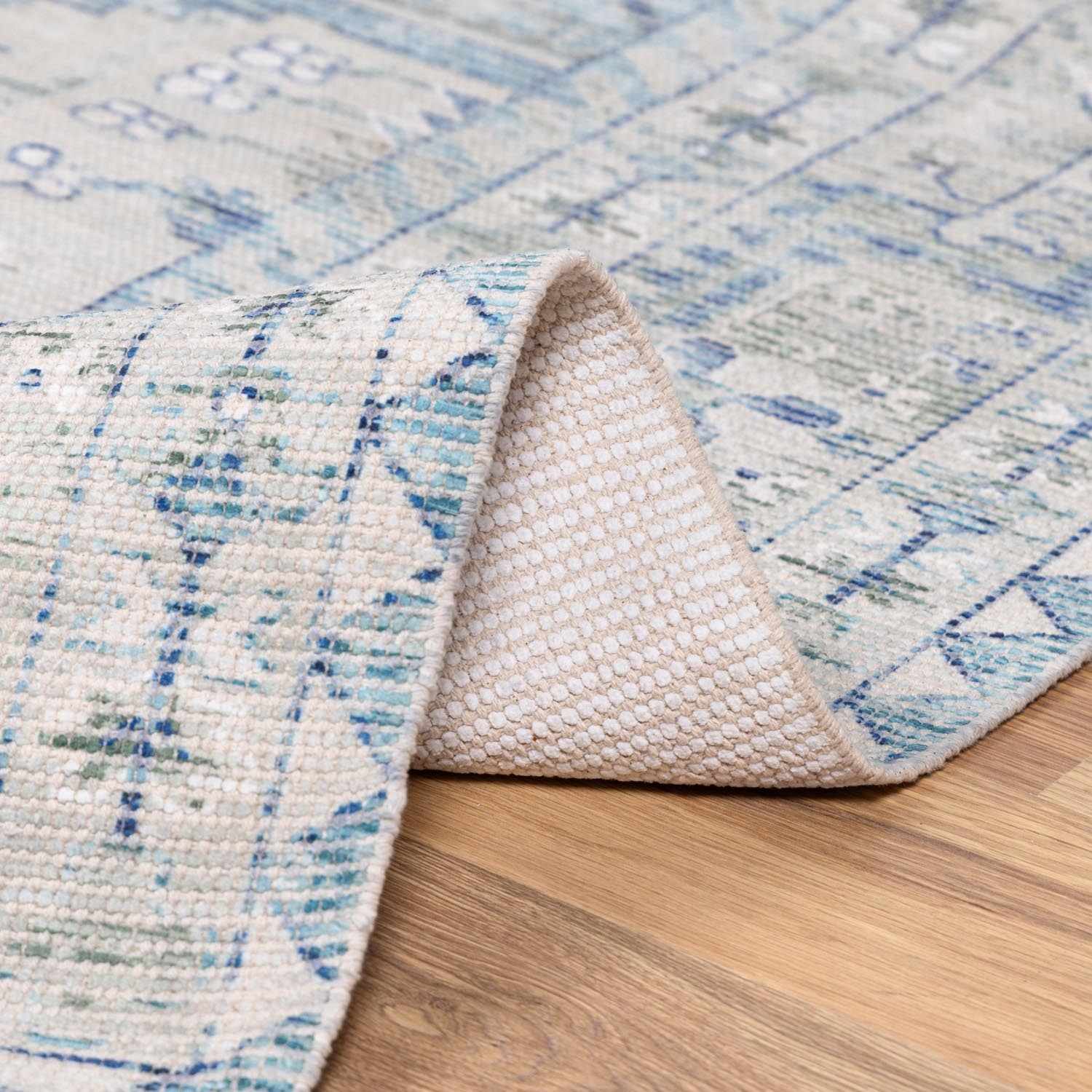Byers Handmade Cotton-blend Aqua Rug-3