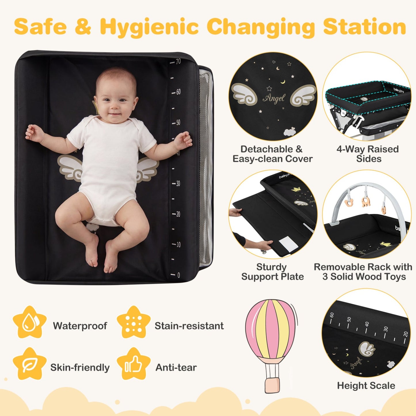 Baby Changing Table Foldable Diaper Changing Station with Storage Bag and Shelf