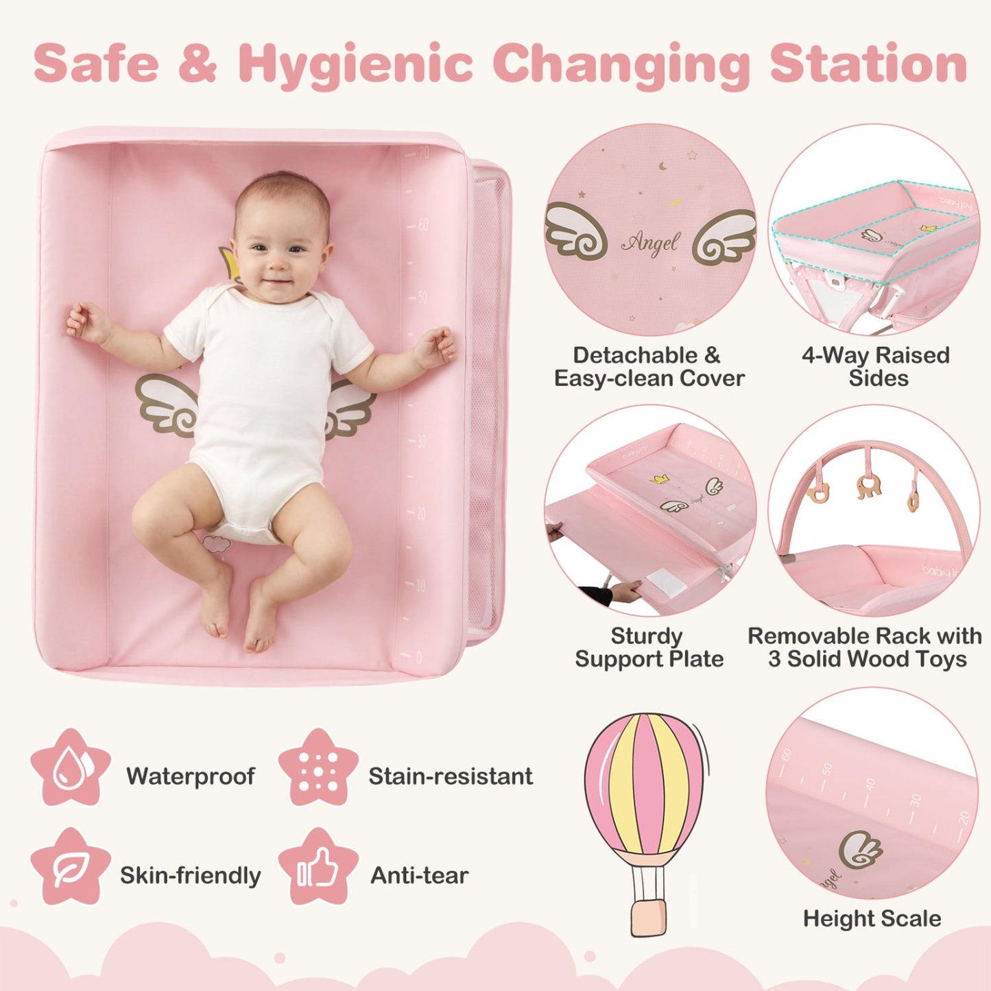 Baby Changing Table Foldable Diaper Changing Station with Storage Bag and Shelf