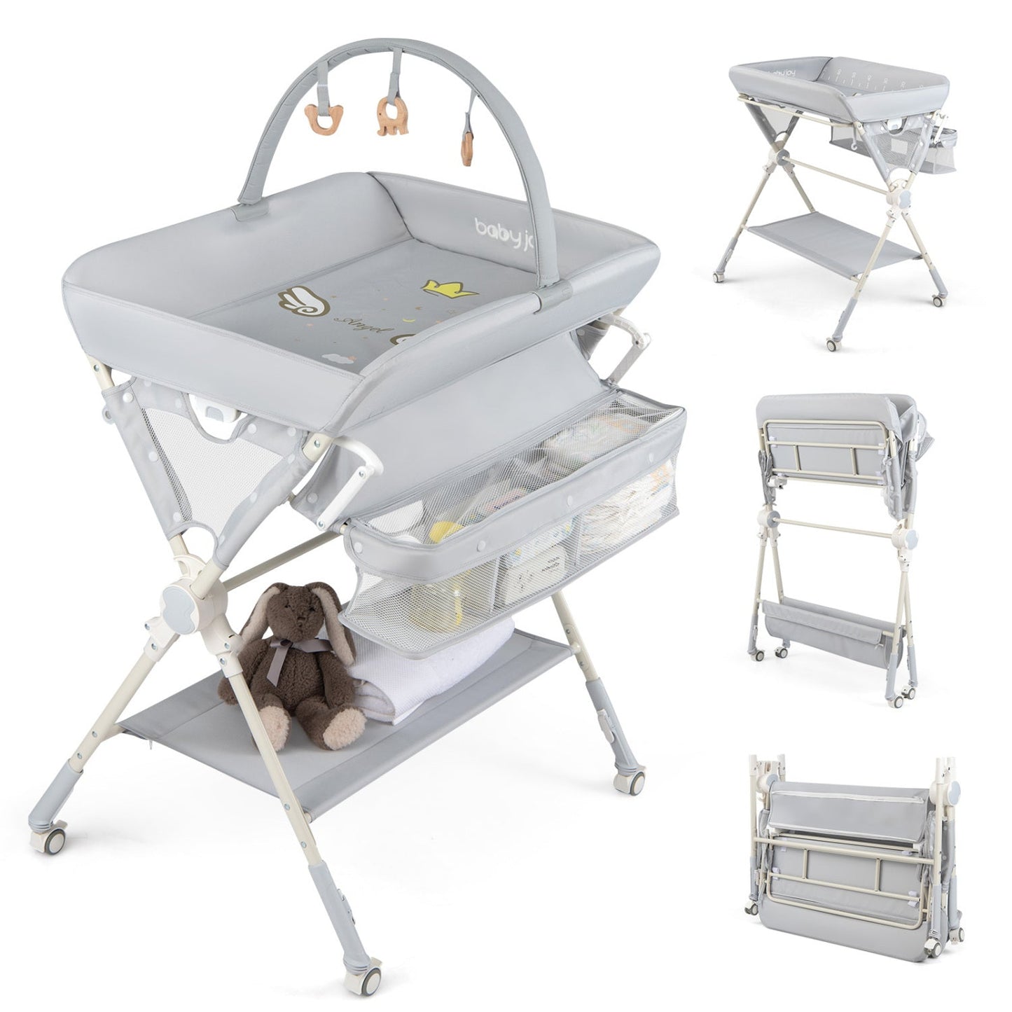 Baby Changing Table Foldable Diaper Changing Station with Storage Bag and Shelf