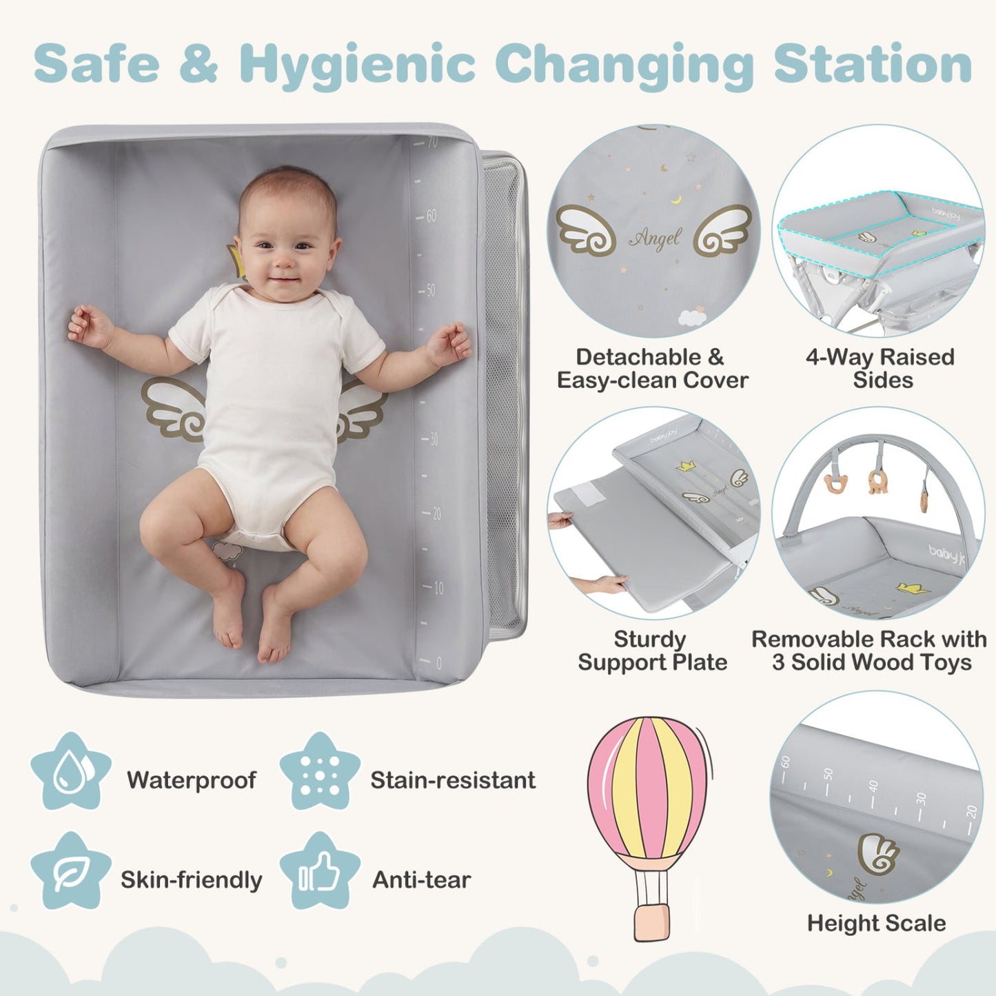 Baby Changing Table Foldable Diaper Changing Station with Storage Bag and Shelf