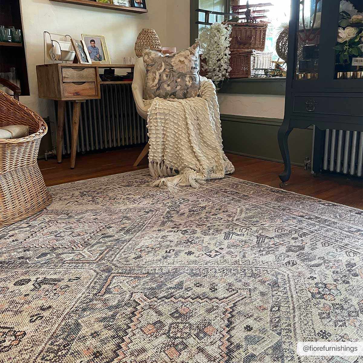 Barny Tan Flat Pile Washable Rug Area Rug-0
