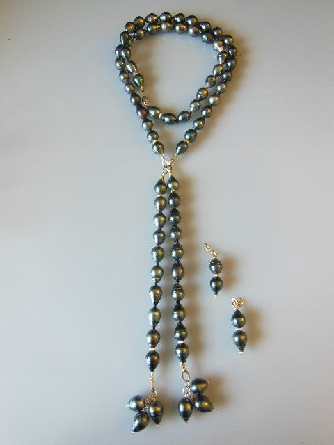 Tahitian Baroque Pearl Mega Set: Interchangeable Necklace/Bracelet, Earrings/Pendant-3