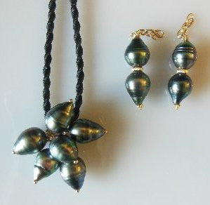 Tahitian Baroque Pearl Mega Set: Interchangeable Necklace/Bracelet, Earrings/Pendant-4
