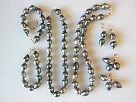 Tahitian Baroque Pearl Mega Set: Interchangeable Necklace/Bracelet, Earrings/Pendant-1