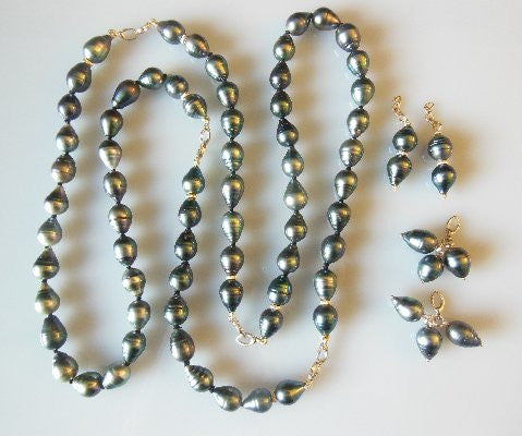 Tahitian Baroque Pearl Mega Set: Interchangeable Necklace/Bracelet, Earrings/Pendant-2