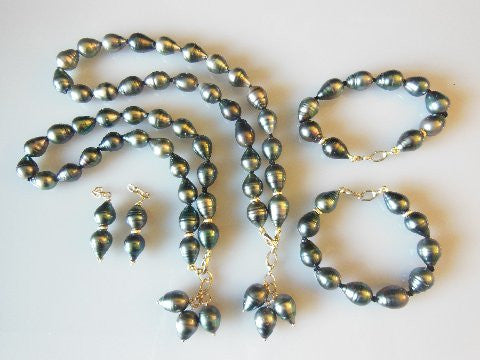 Tahitian Baroque Pearl Mega Set: Interchangeable Necklace/Bracelet, Earrings/Pendant-7