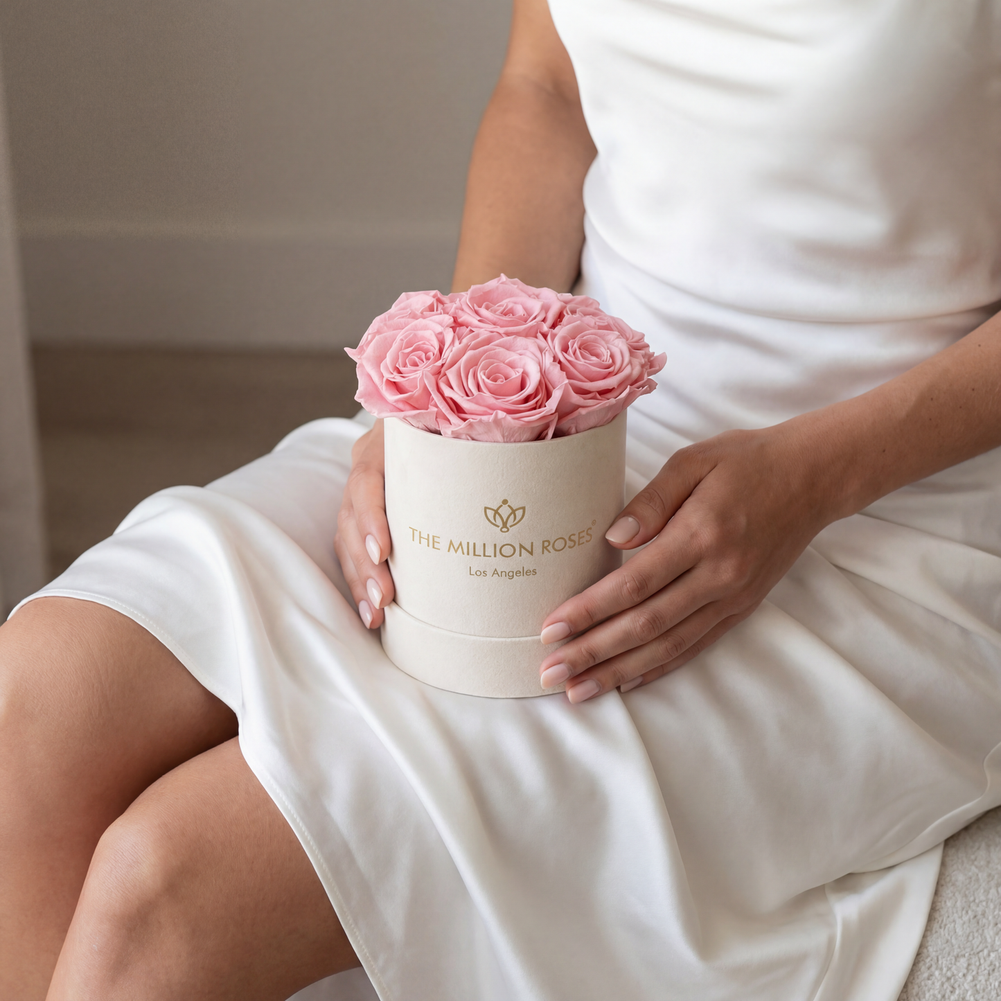 Basic Beige Suede Box | Light Pink Roses