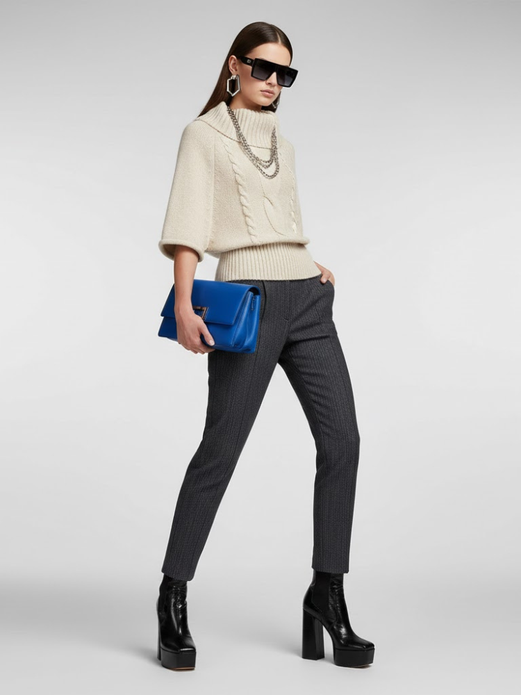Beige Cable Knit Sweater HARLEM: New Colección COUTURE in NOLITA - BYMANYC ® New York-1