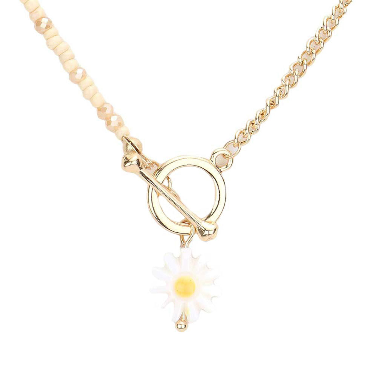 Flower Pendant Seed Beaded Necklace