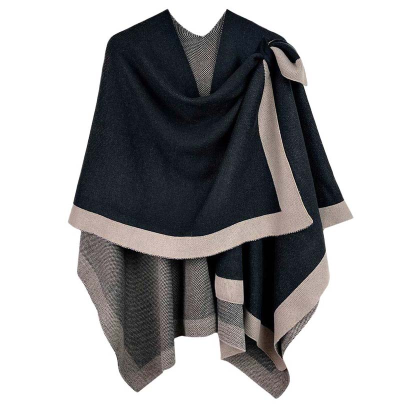 Bordered Ruana With Shoulder Strap