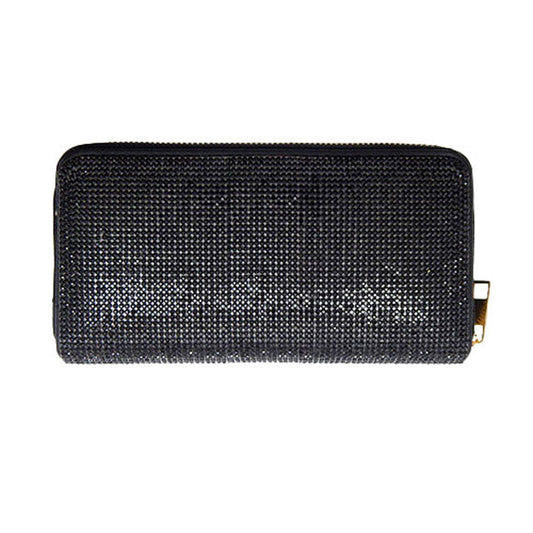 Crystal Rhinestone Pave Zipper Wallet