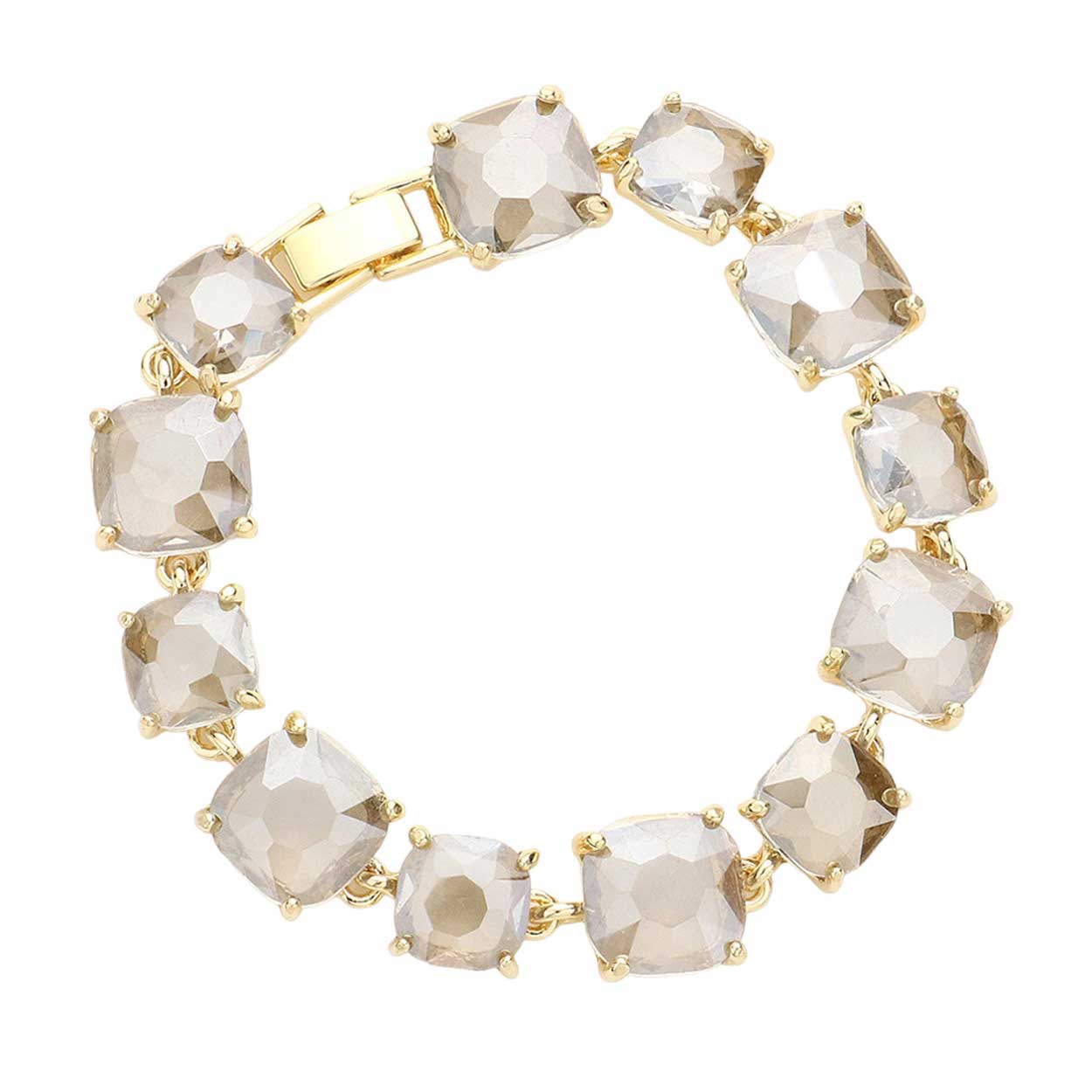 Cushion Square Stone Link Evening Bracelet
