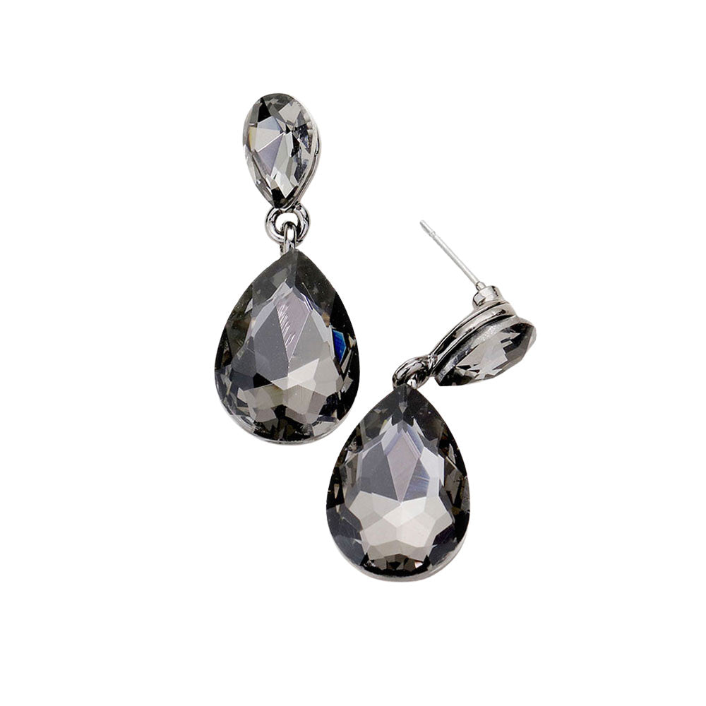 Glass Crystal Teardrop Dangle Earrings