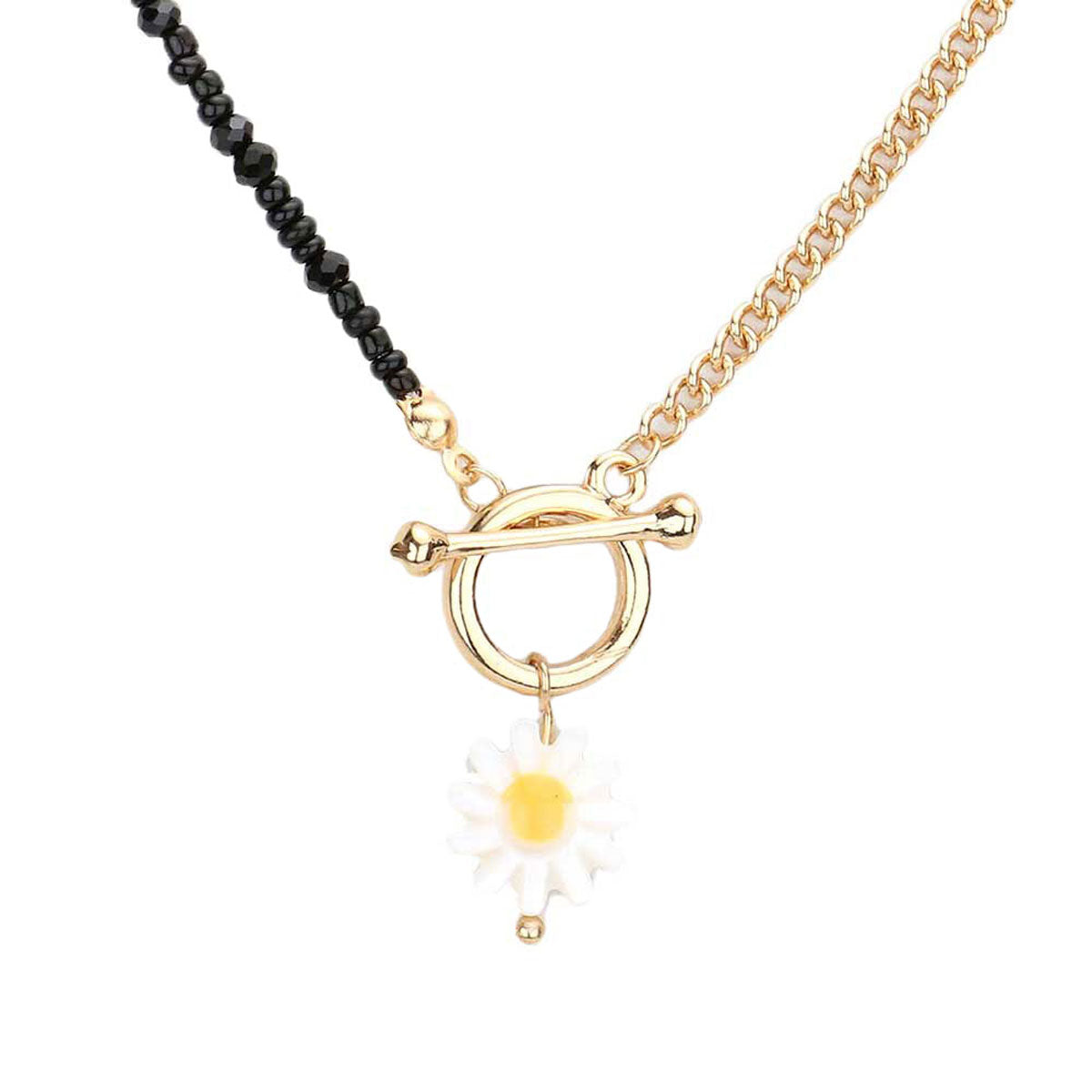 Flower Pendant Seed Beaded Necklace