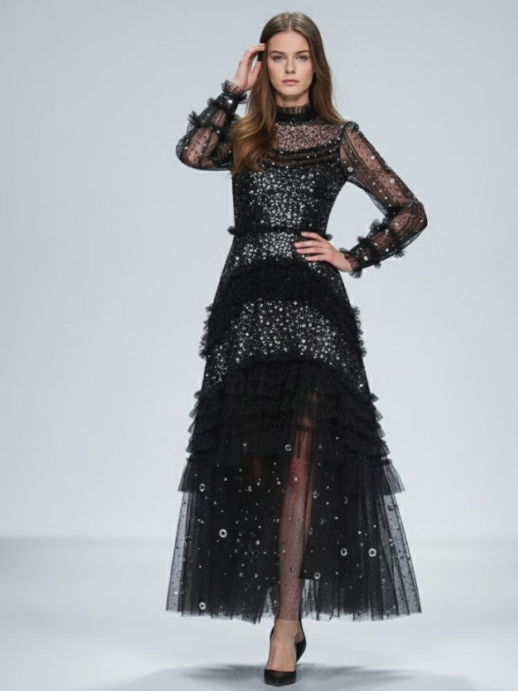 Black Midi Evening Dress CARNEGIE HILL: Prêt-à-Porter Line BYMANYC ® New York-1