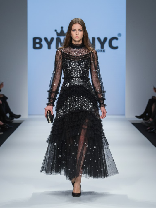 Black Midi Evening Dress CARNEGIE HILL: Prêt-à-Porter Line BYMANYC ® New York-0