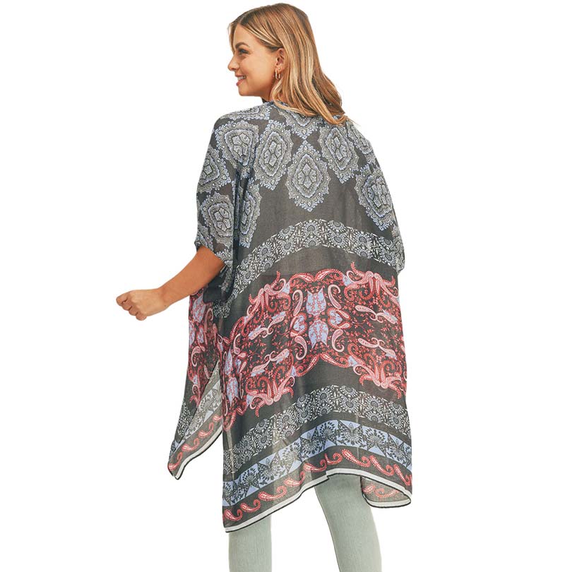 Paisley Print Cover Up Kimono Poncho