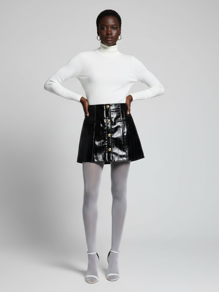 Black Patent Vegan Leather Mini Skirt BOWERY: New Colección COUTURE in NOLITA - BYMANYC ® New York-1