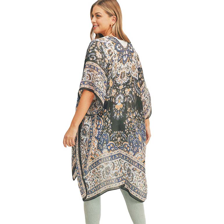 Patterned Cover Up Kimono Poncho