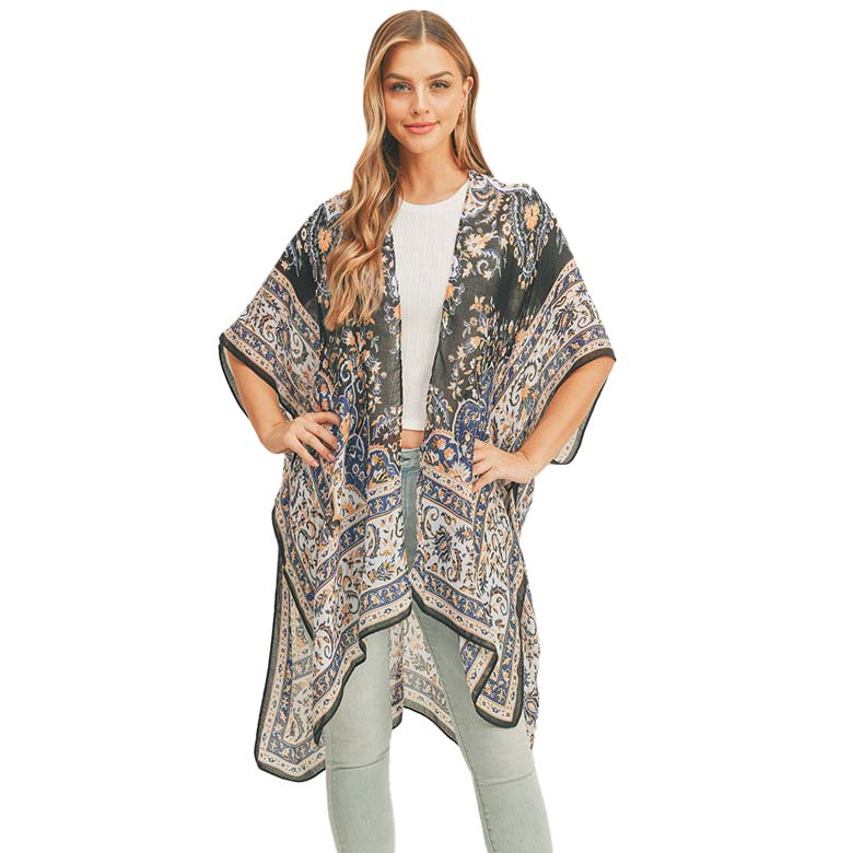 Patterned Cover Up Kimono Poncho