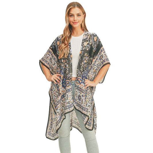 Patterned Cover Up Kimono Poncho