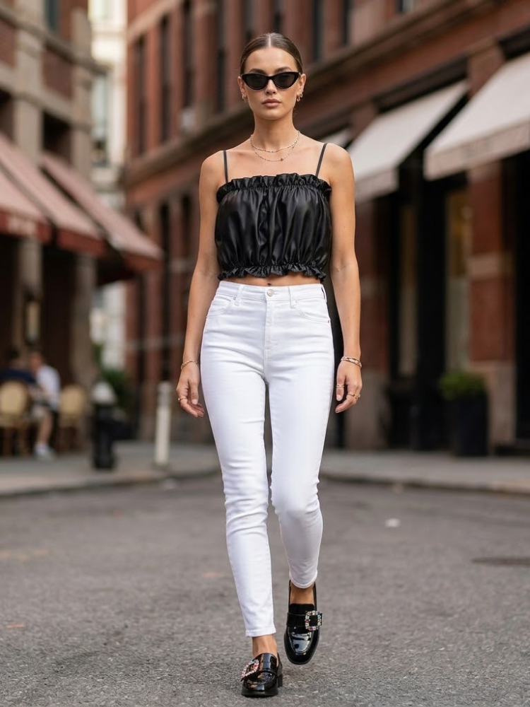 Black SOHO Satin Ruched Top Prêt-à-Porter BYMANYC ® New York-0